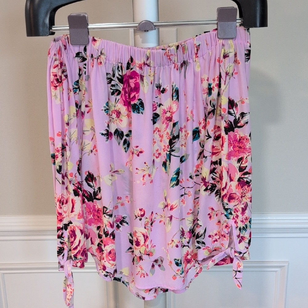 Express Vibrant Floral Strapless Top
